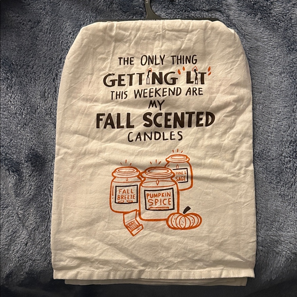 Primitives by Kathy Cream and Orange Fall Dish Towel